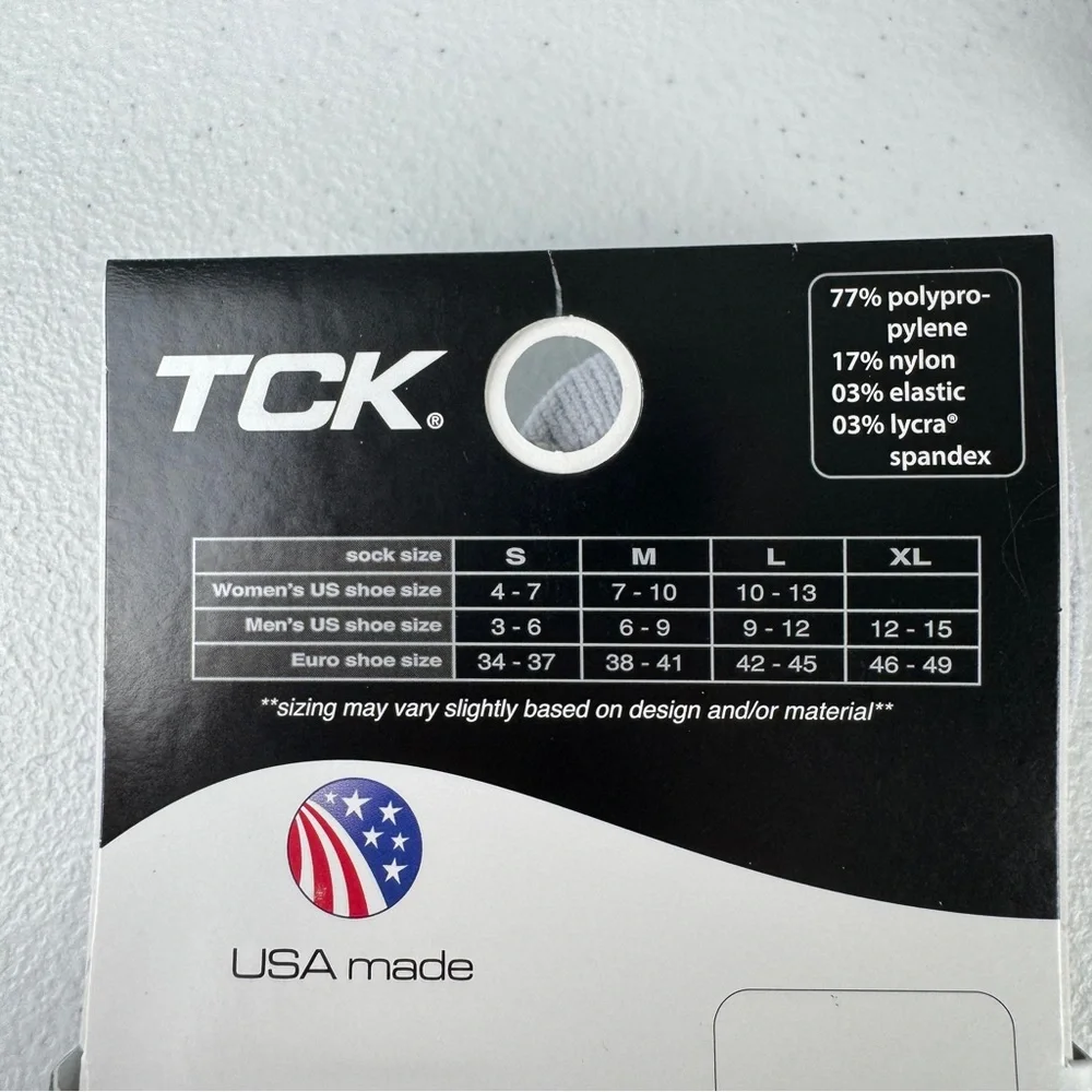 TCK Performance Lacrosse Crew Socks Blue and White Unisex Size‎ Large 1 Pair NWT